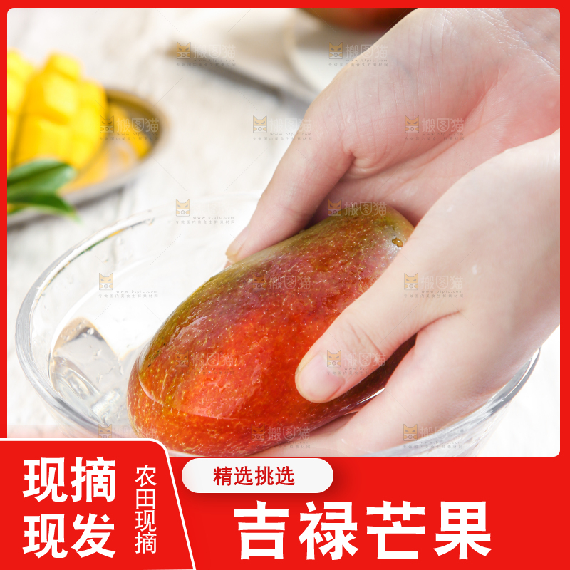 手里拿着新鲜芒果