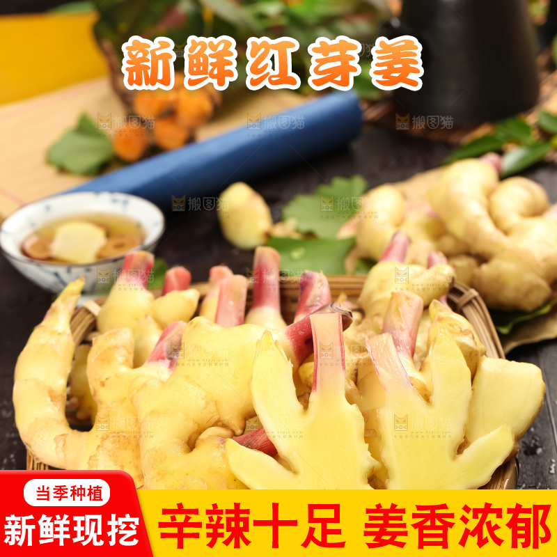 篮子里装着红芽嫩姜