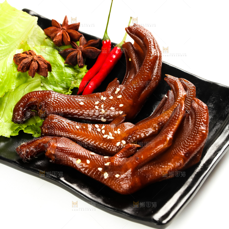白底上的香辣鸭爪