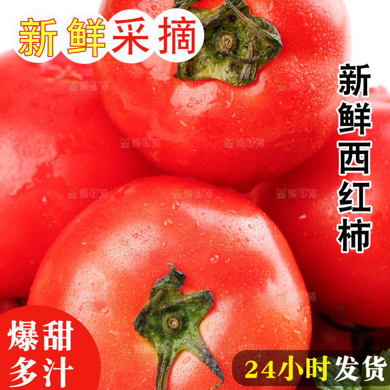 亮底上的新鲜西红柿