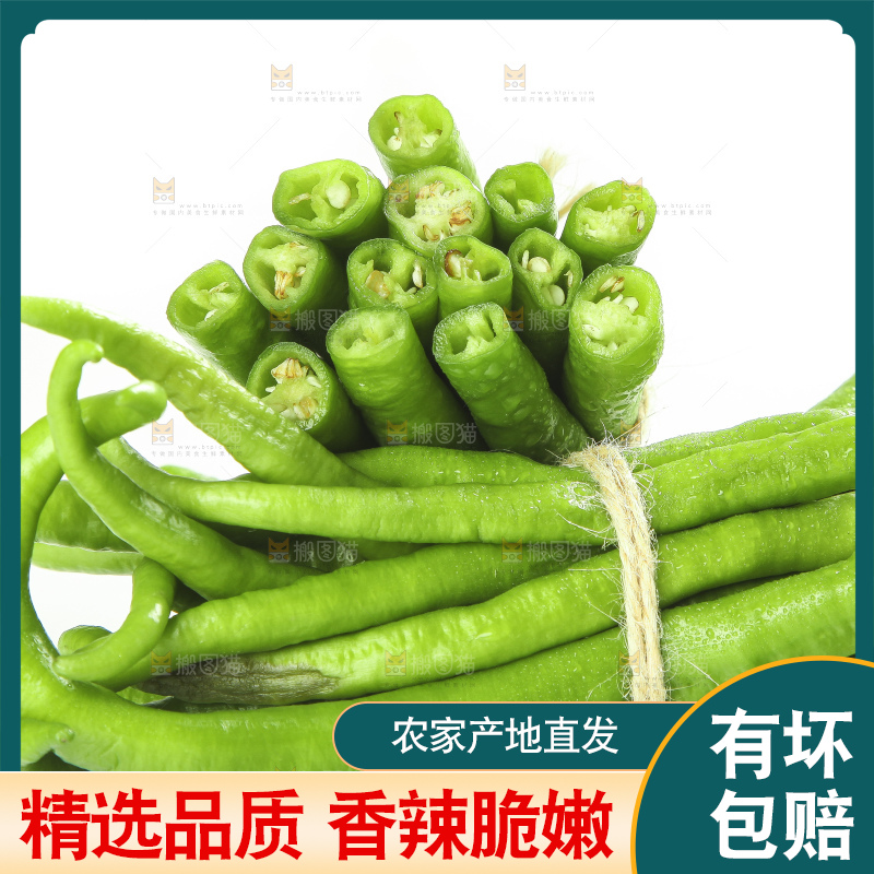 白底上的新鲜青辣椒