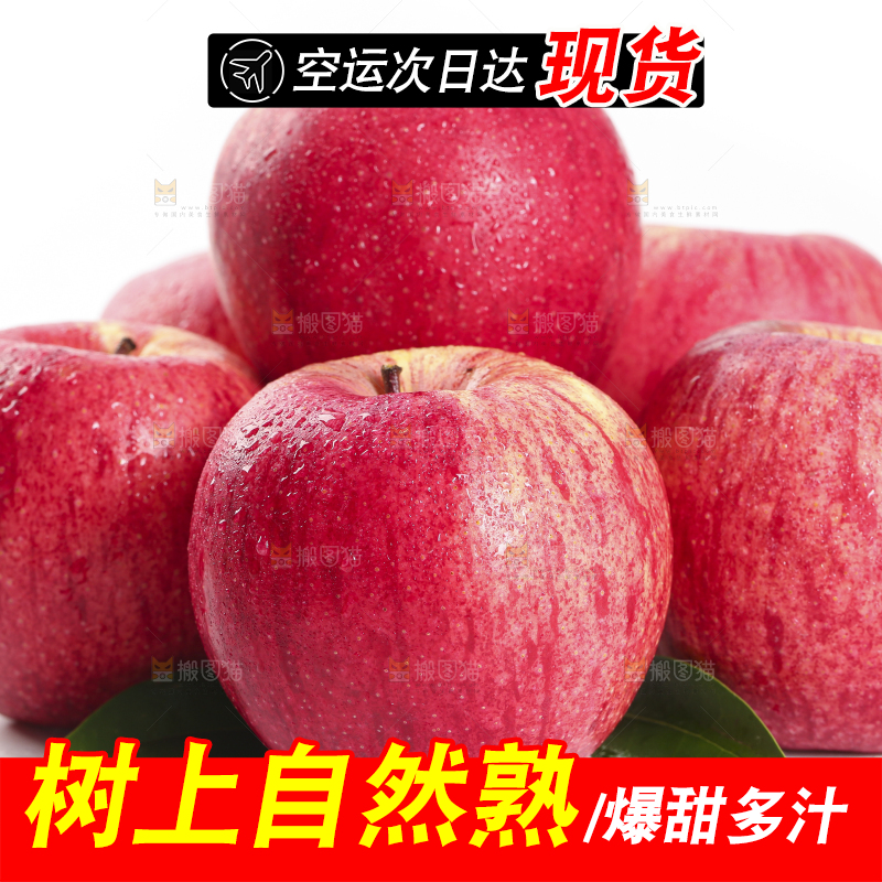 白底上的烟台红富士苹果