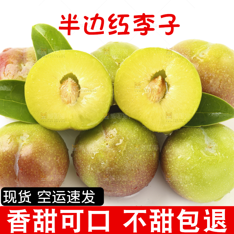 白底上摆放着新鲜李子