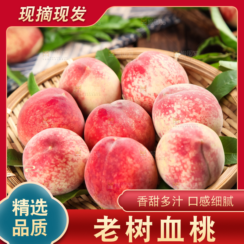 篮子里装着湖北胭脂红桃子