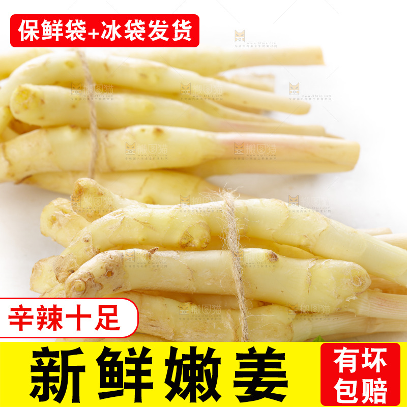 白底上的一堆新鲜生姜
