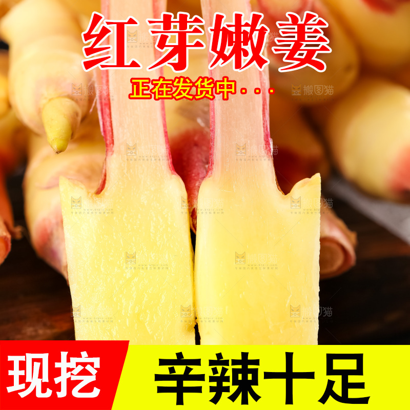 木板上的山东红芽生姜