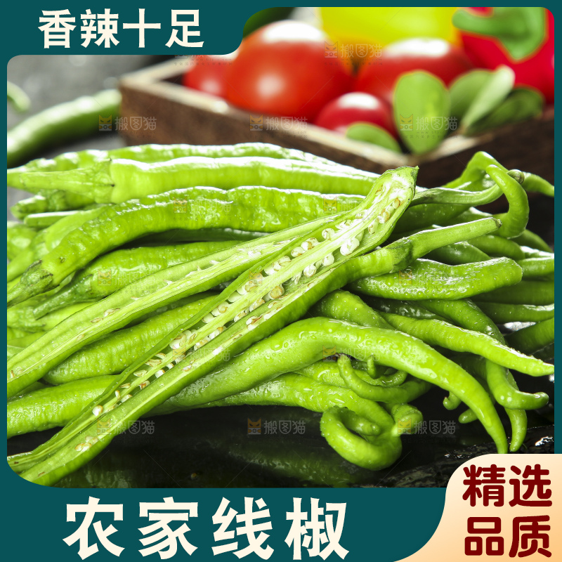 石板上放着一捆线椒