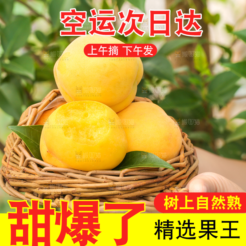篮子里装着黄肉毛桃