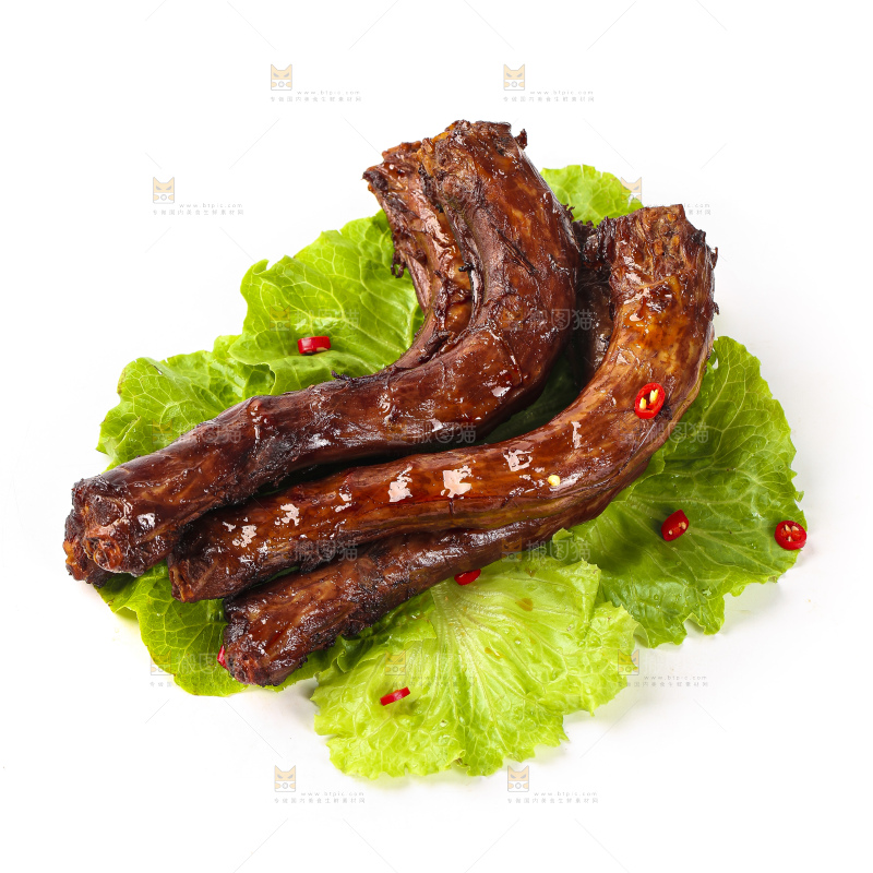 白底上放着酱香鸭脖