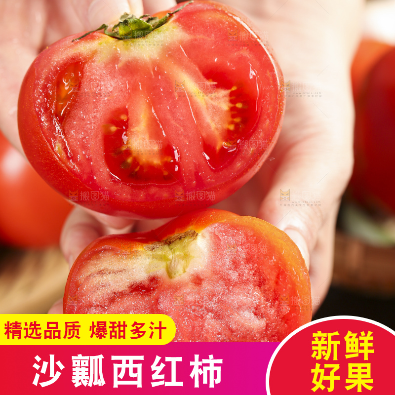 手里拿着新鲜西红柿