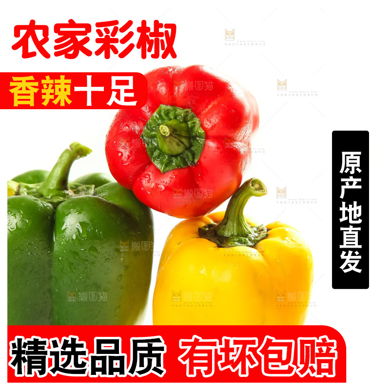 白底上放着灯笼椒