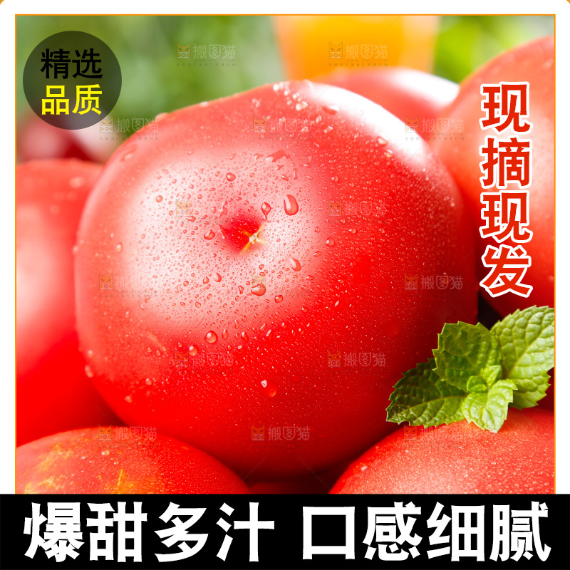 黑石板上放着一篮子西红柿