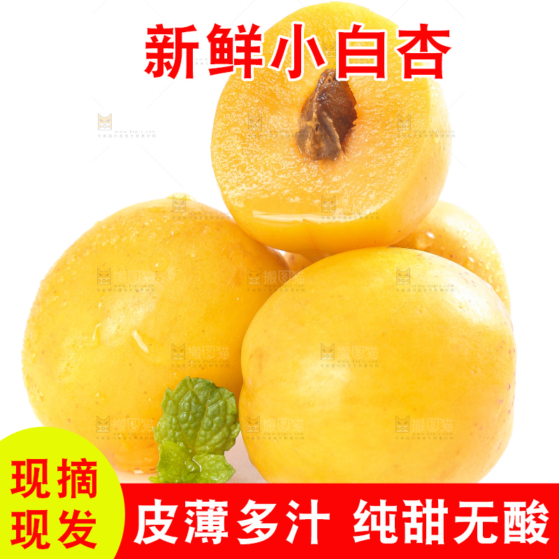 白底上放着新鲜小白杏