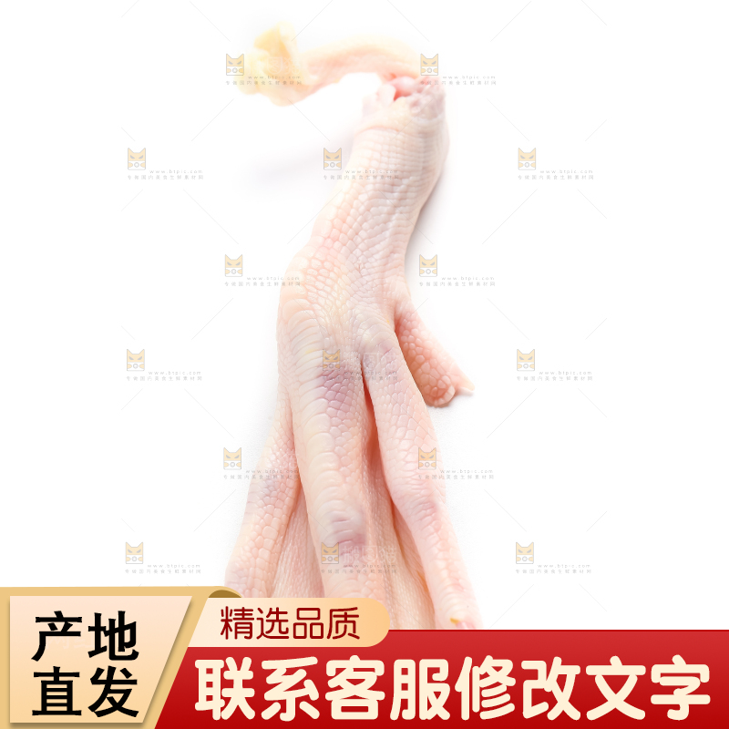 白底上的生鲜鸭脚