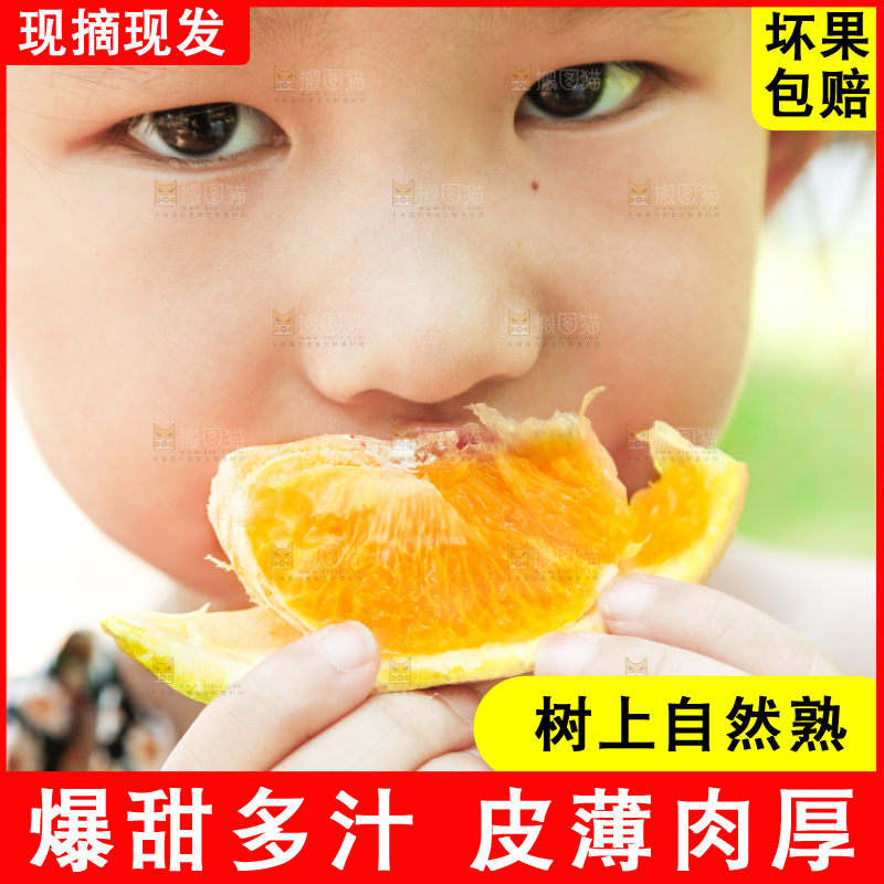 小女孩正在吃橙子