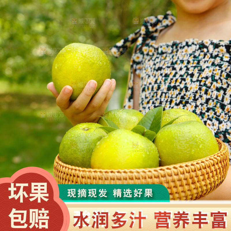 手里拿着一篮秭归夏橙