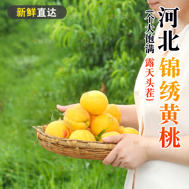 手里拿着一篮黄桃