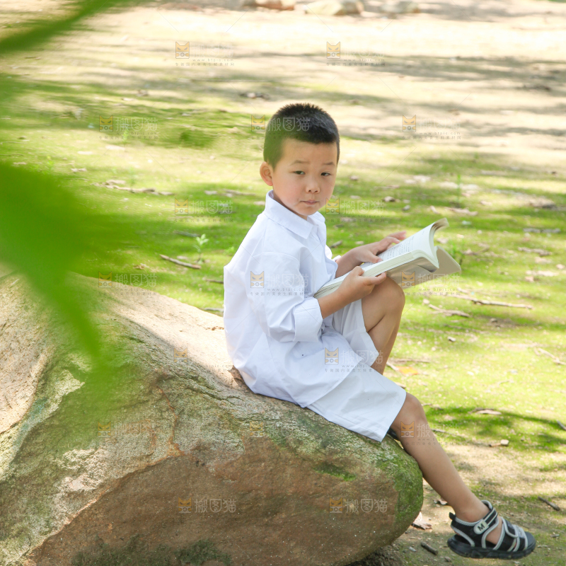 小男孩正在看书