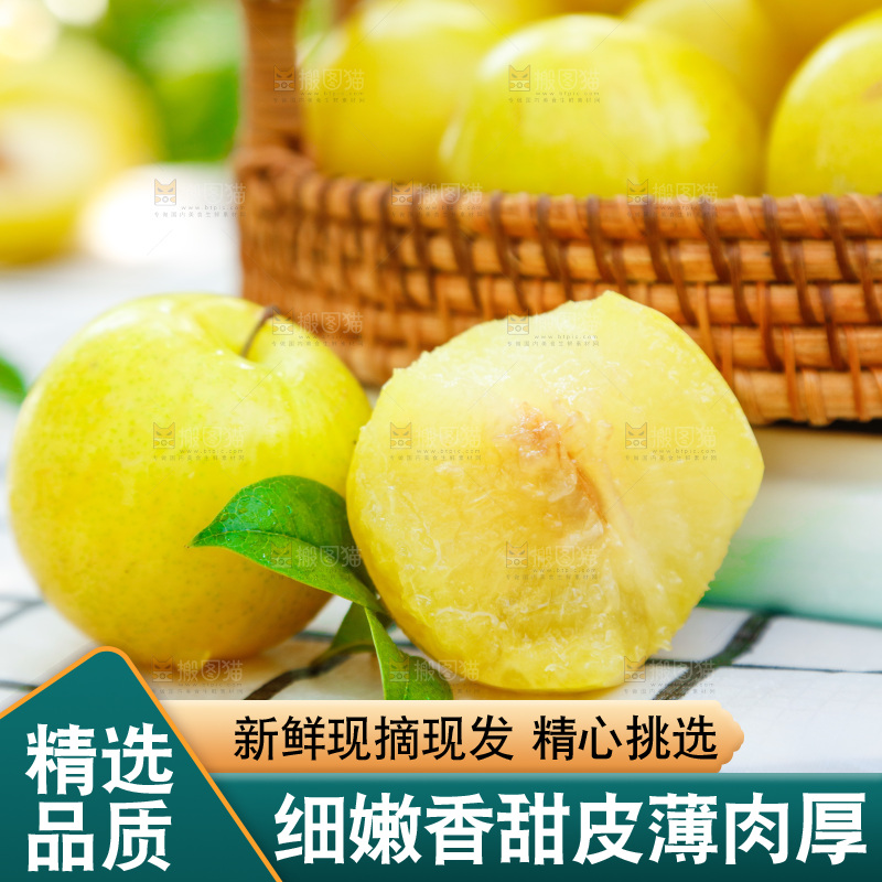 格子底上放着一篮黄金奈李