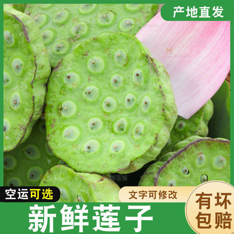 篮子里装着新鲜莲蓬