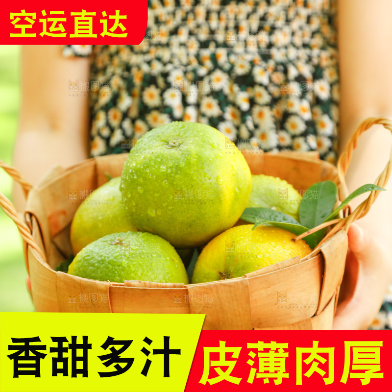 手里提着一篮新鲜夏橙
