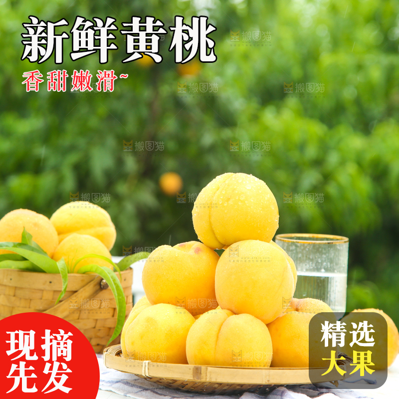 篮子里装着黄肉桃