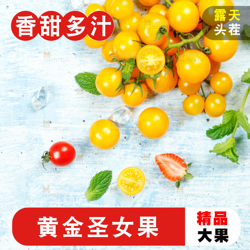 浅底上摆放着黄金圣女果
