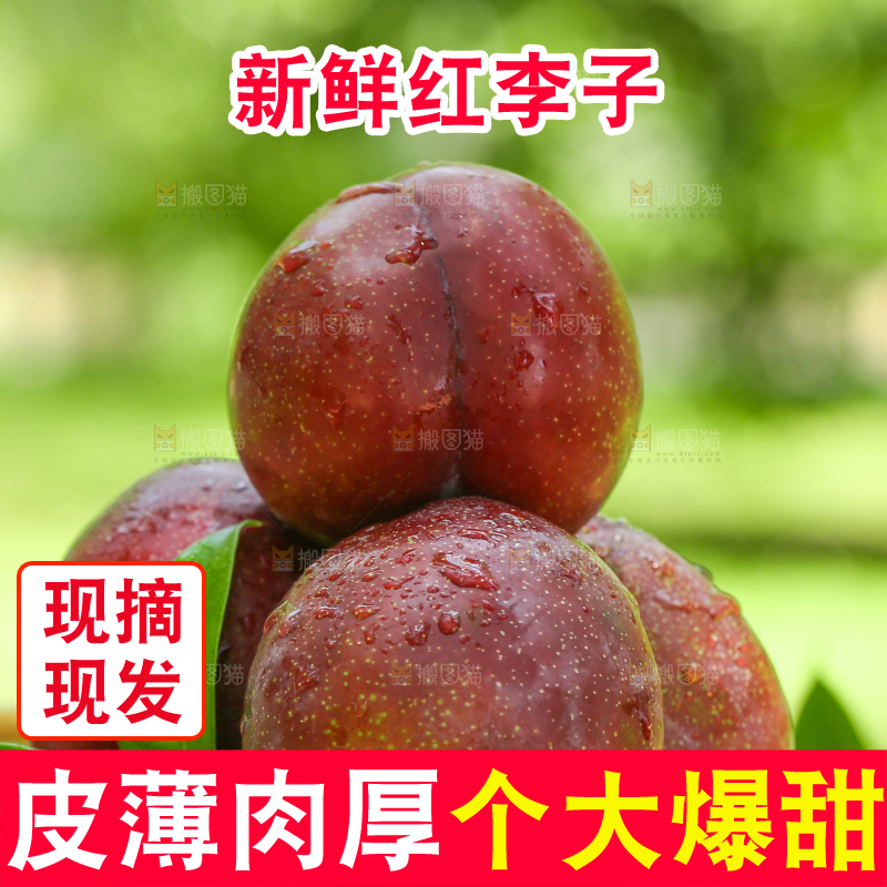 摆放着一堆的红肉李子