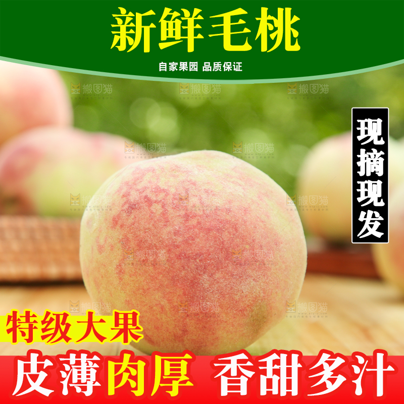 木底上摆放着桃子