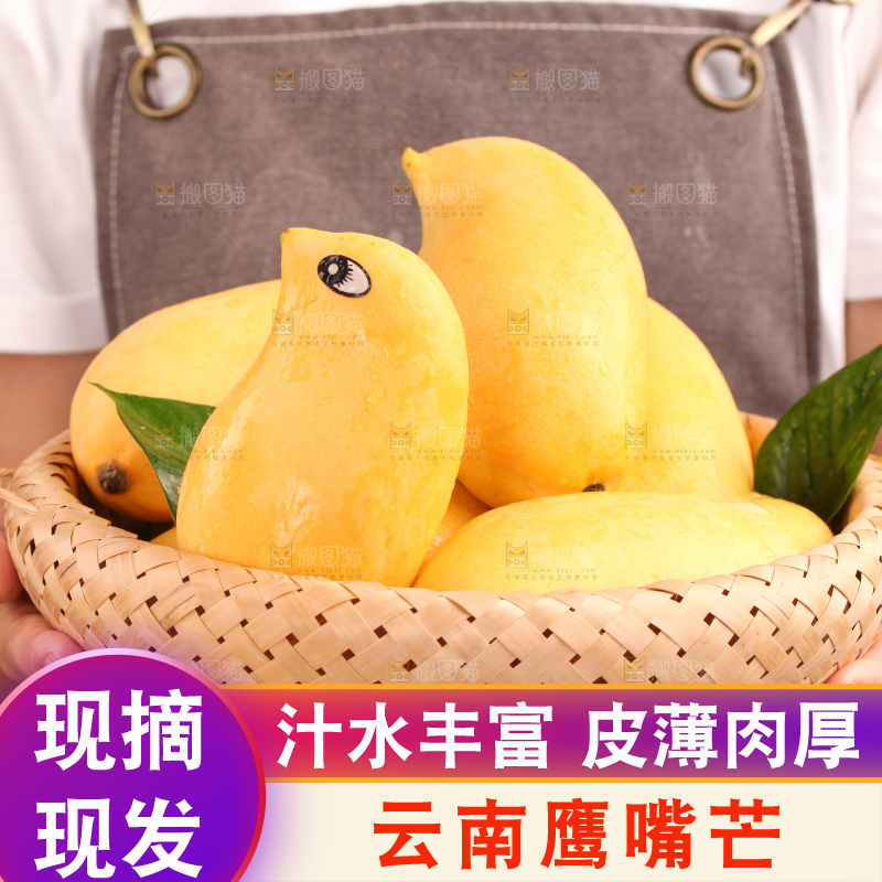 手里端着一篮芒果