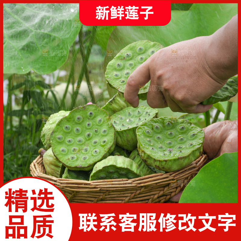 手里拿着一篮莲蓬子