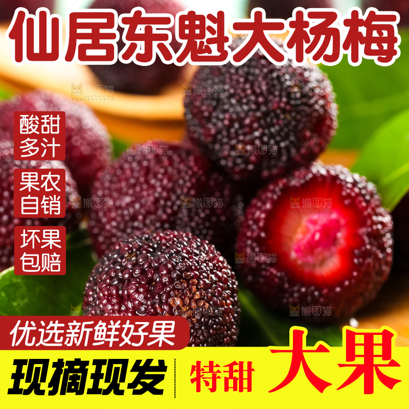 木底上放着杨梅