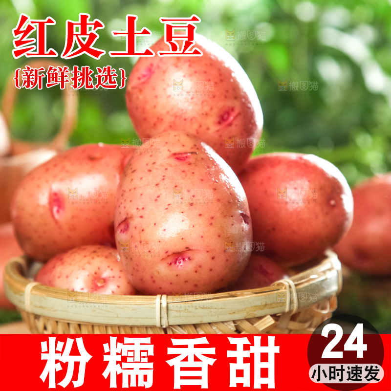 篮子里放着红皮土豆