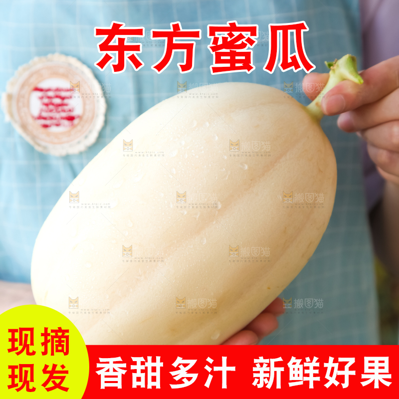 手里拿着东方蜜甜瓜