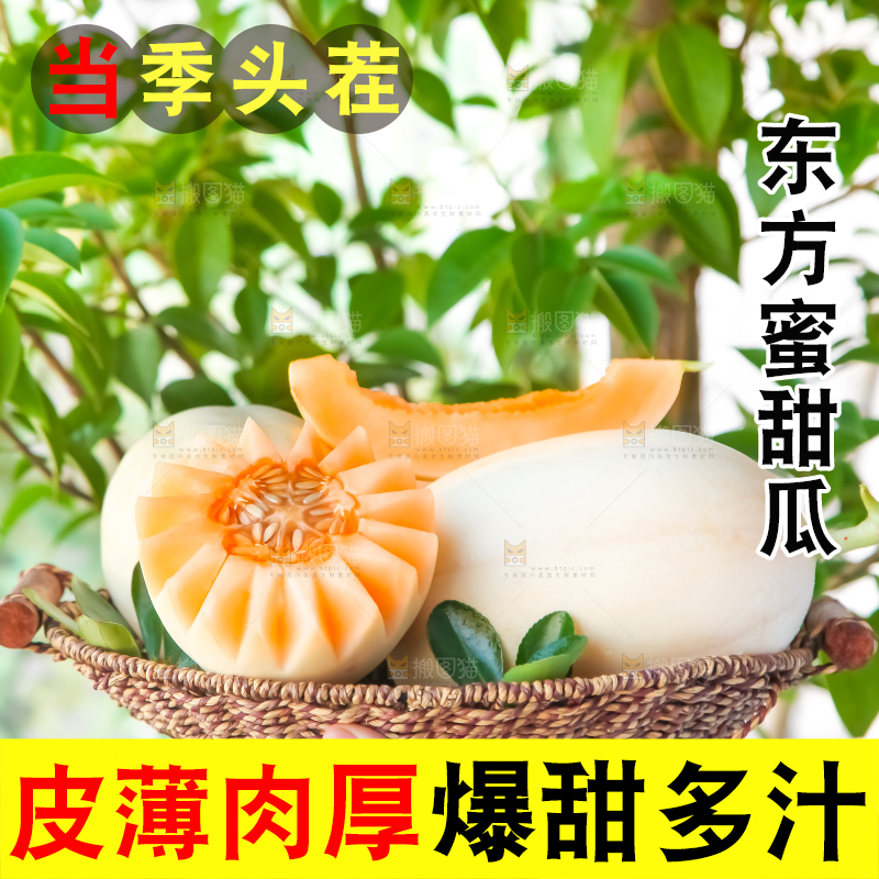 手里端着一篮蜜瓜