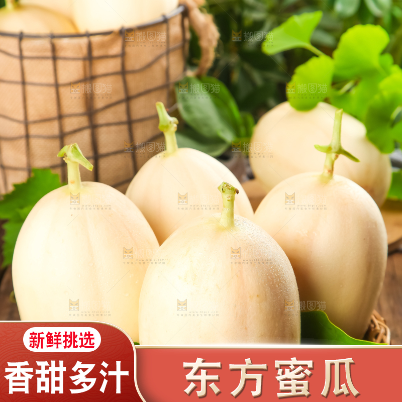 篮子里放着东方蜜瓜