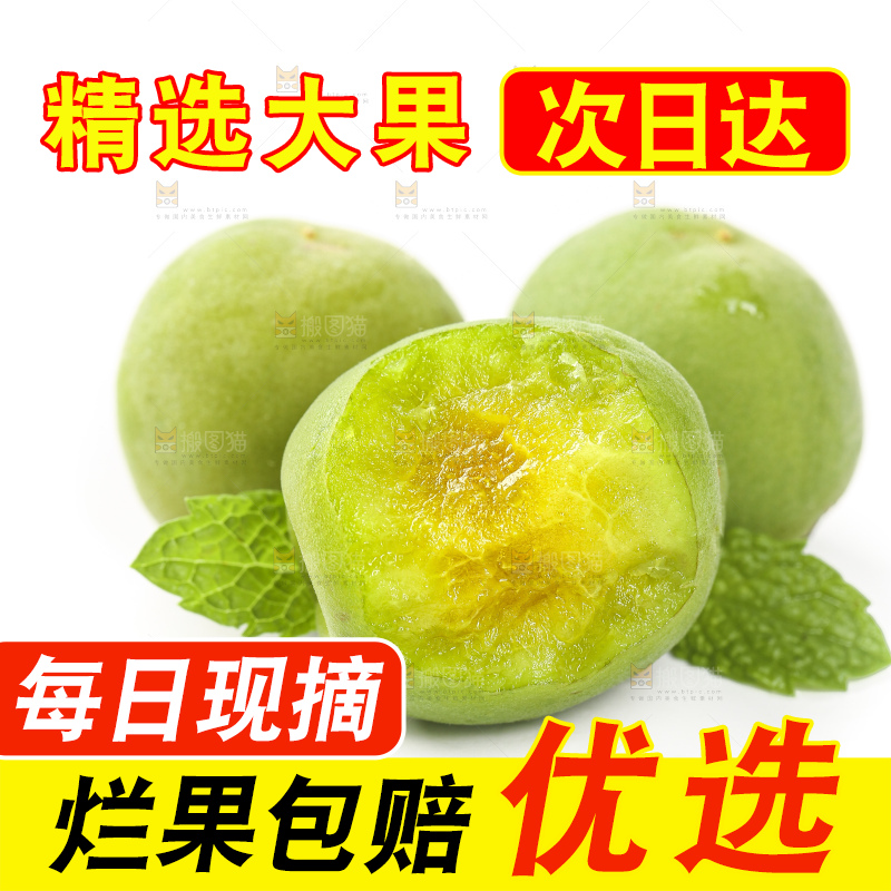 白底上的新鲜青杏