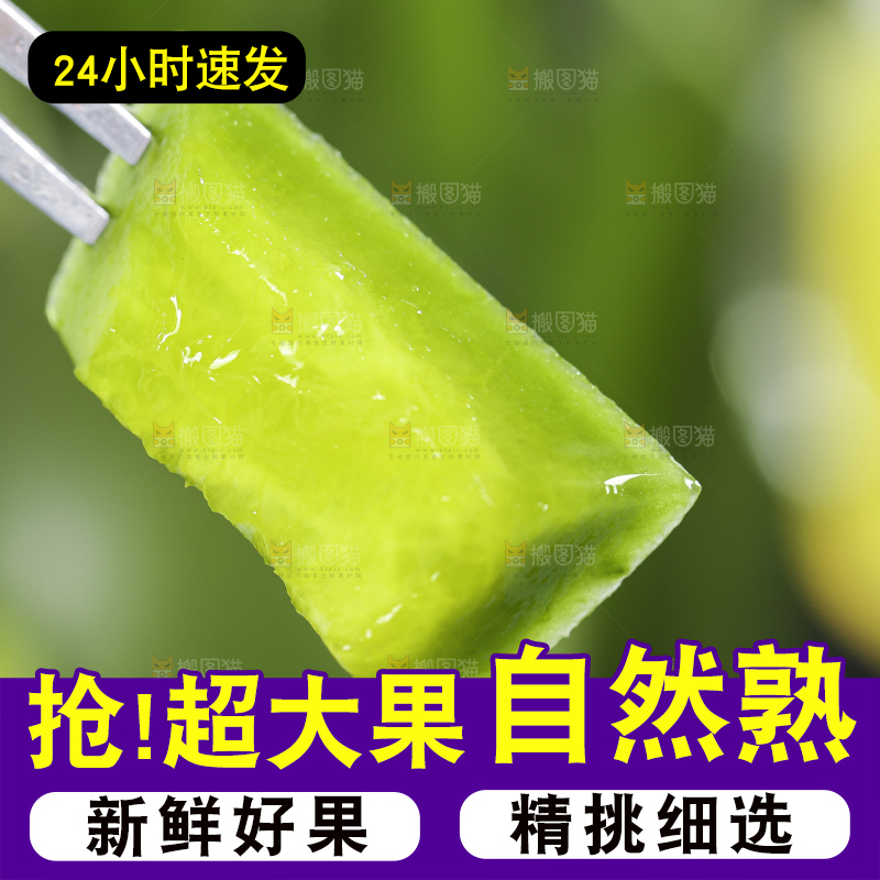 叉子叉着一块绿宝甜瓜