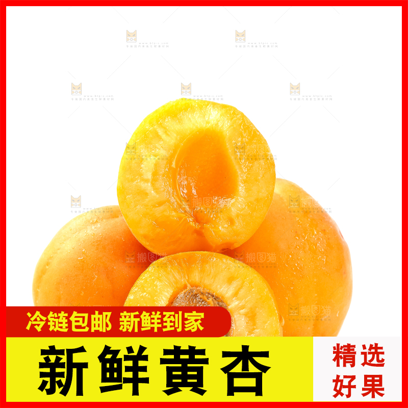 白底上摆放着杏子