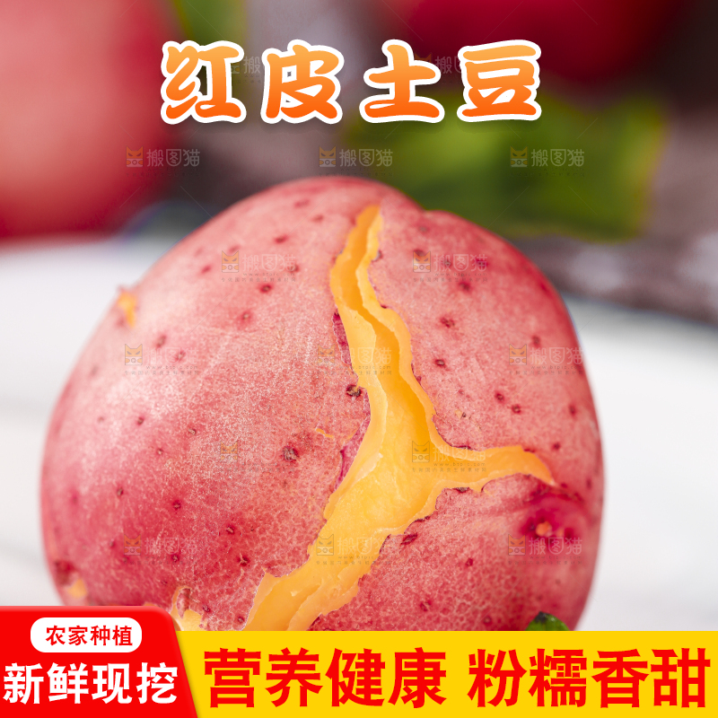白底上放着土豆