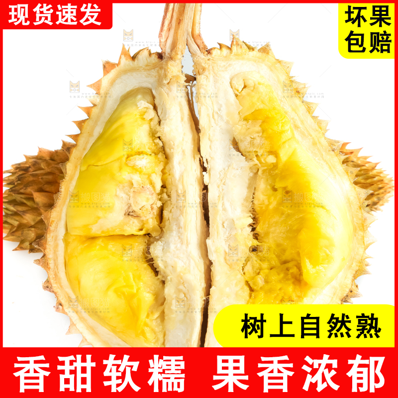 白底上放着泰国金枕头榴莲