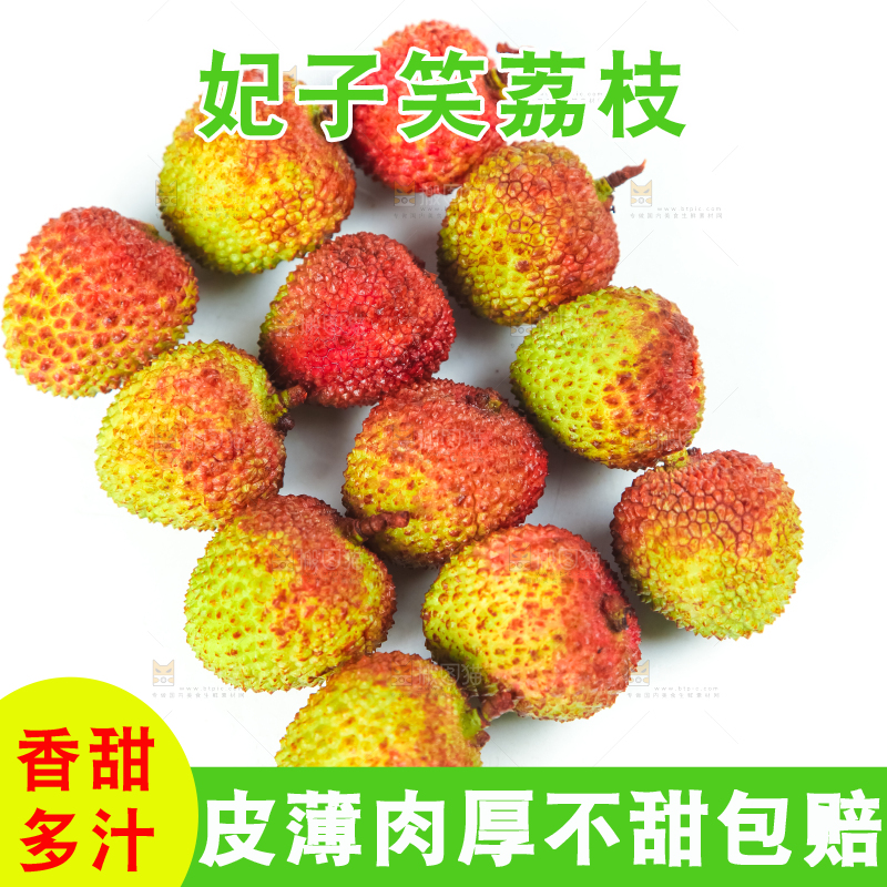 白底上摆放着海南妃子笑荔枝