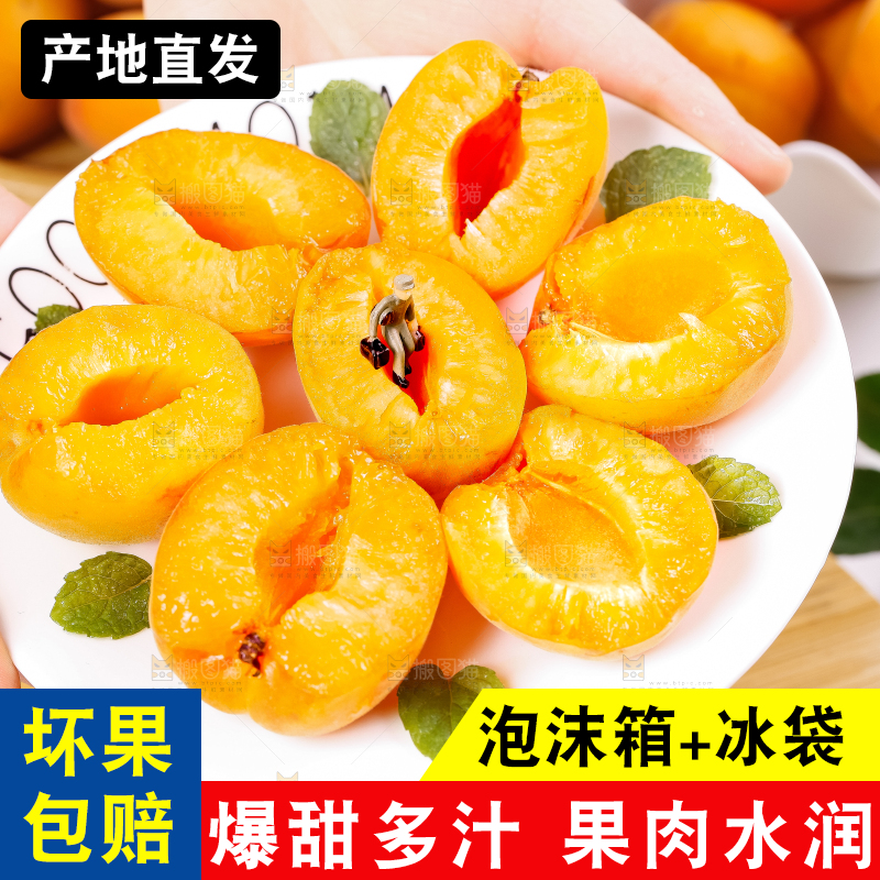 木底上放着新鲜大黄杏