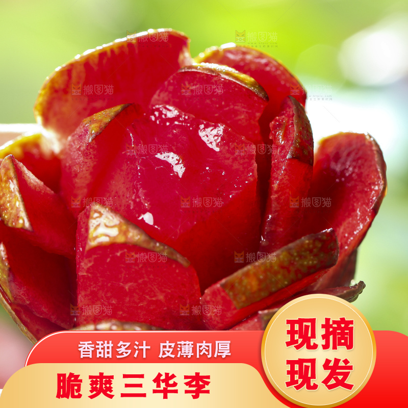 手里拿着红心李子