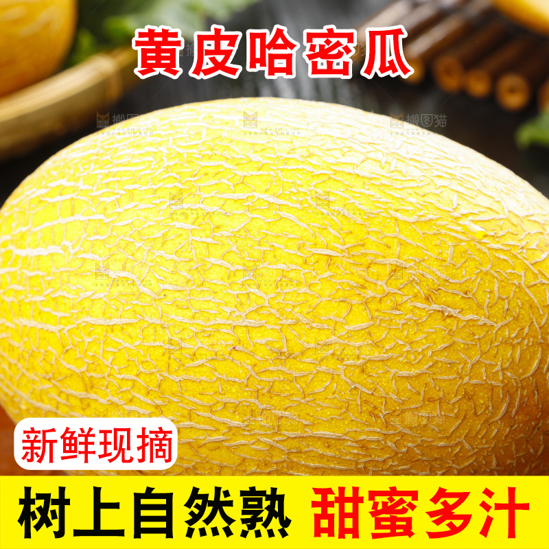 木底上摆放着黄皮哈密瓜