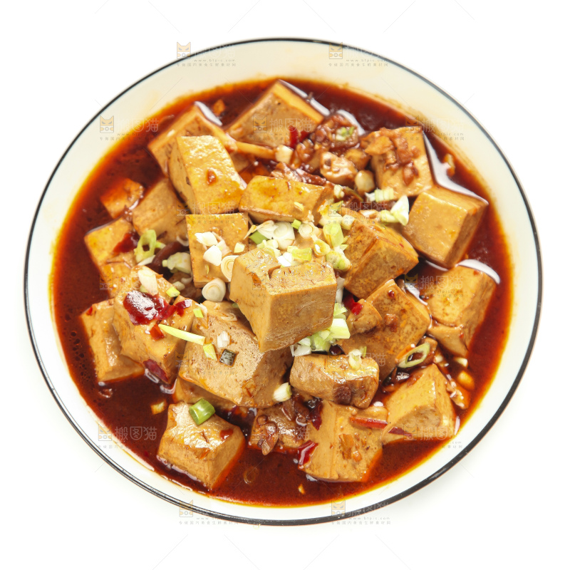 盘子里装着麻婆豆腐
