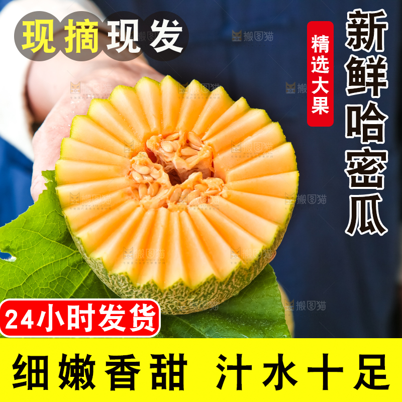 手里拿着网纹蜜瓜