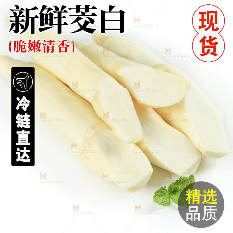 白底上摆放着茭笋
