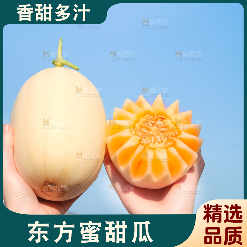 手里拿着东方蜜甜瓜