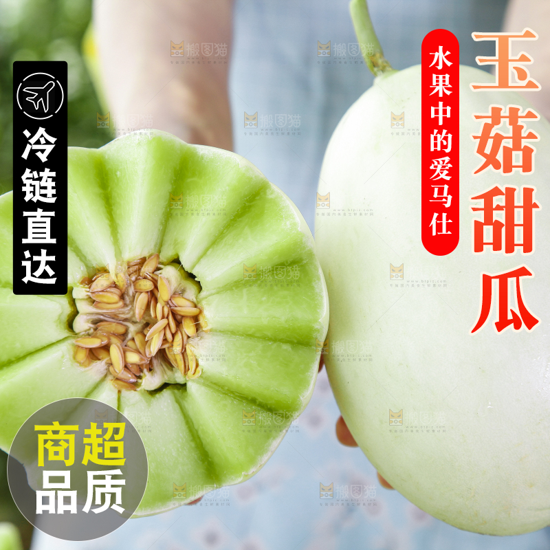 手里拿着山东玉菇甜瓜